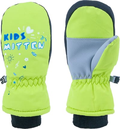 Meedeer Winterhandschoenen-Waterafstotende Skiwanten- Handschoenen - Sleeën/Skiën/Snowboarden/Buiten Spelen in de Winter - （2-4Jaar Jongens Meisjes- Maat XXS） - Groen