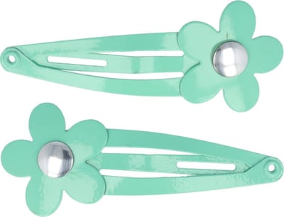 Haarsoires Haarspeld Klikklak 4cm - Bloem - Metaal - Groen - Set van 2 - Haarclip Speldjes - Makkelijk in Gebruik - Haaraccessoires voor Volwassenen & Kinderen - Hair Clip - Decoratieve Haaraccessoire