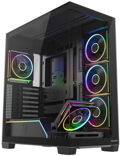 MODECOM Volcano Stellar Plus ARGB Midi 5F Black – Aquarium Design – Gehard Glas – Inclusief 5x ARGB Fan – ARGB Controller – USB-C – Zwart