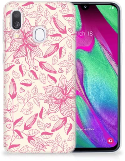 Samsung Galaxy A40 TPU Case Pink Flowers