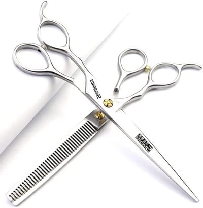 Professionele 7/7.5" Kappersschaar Set met Afknipschaar en Verfijning Schaar voor Haarstyling en Knipwerk