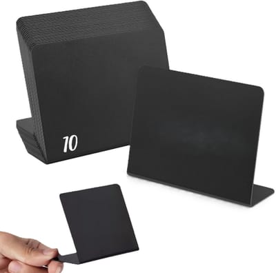10 Stuks Tafelbord Krijtbord - Mini Krijtbordborden - Buffetbord - Beschrijfbaar – Prijsborden - Geschikt voor bruiloften, cateringbedrijven, feesttafels en bakkerijen - LOUZIR