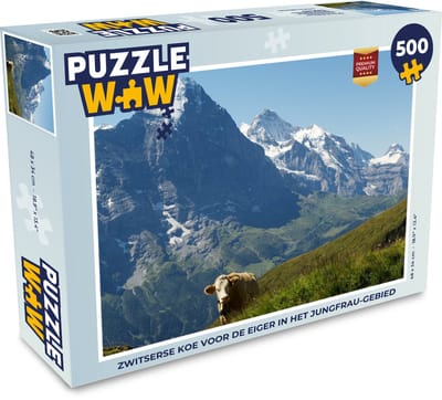 Puzzel Zwitserse koe voor de Eiger in het Jungfrau-gebied - Legpuzzel - Puzzel 500 stukjes