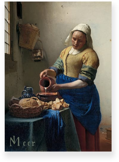 Poster 20x30 cm - Het Melkmeisje - Johannes Vermeer - Geel - Blauw - Realistisch - Klassiek - Muurdecoratie - Wanddecoratie