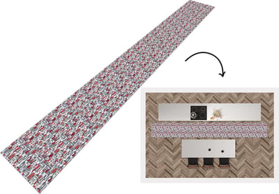 Keukenloper - Keukenmat - Stad - Patroon - Huizen - 400x50 cm - Keuken vloerkleed