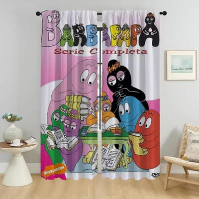 Gordijnen voor Huisinterieur voor Camera Les Barbapapas Verduisterend Gordijn voor Kamer 2 Panelen Scheidingsgordijnen Halloween Decoratie Woonkamer W50xH70cmx2pcs-CL