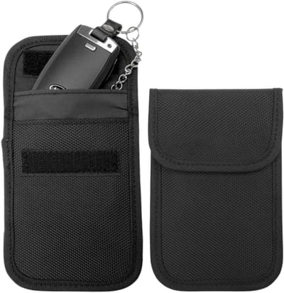 Dailygoods - KEYRI Faraday Bag Faraday Bag Mini voor autosleutels, signaalblokkering van canvas, mini-heuptas Faraday met RFID-blokkering, sleutelhanger, diefstalbeveiliging voor auto, zwart