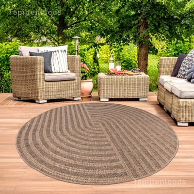 Muratap Sahara japandi rond buitenkleed jute-look weerbestendig vloerkleed 160 cm