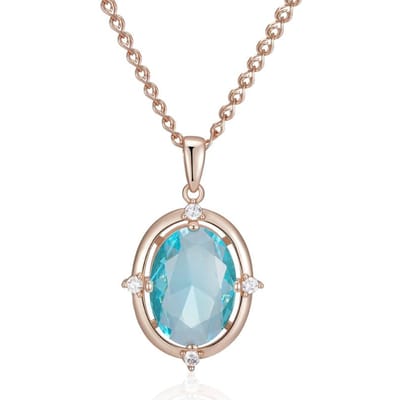 Simple Romantique Bleu Zircon Naturel Pendentif Mariage Collier Luxe Couleur Or Rose Bijoux Fins Quotidiens Cadeau Femme beige