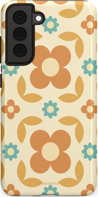 Casetastic hoesje geschikt voor Samsung Galaxy S21 FE 5G - Dubbellaagse bescherming - Retro verlangen - Fashion Case - Crème Perzik Goud