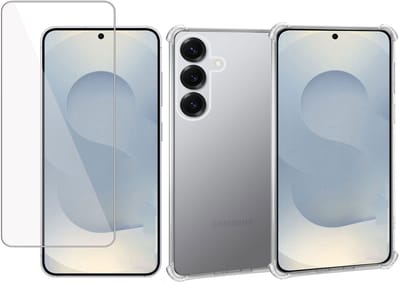 ChiGuard Hoesje & Screenprotector geschikt voor Samsung Galaxy S25 – Gehard Glas Cover + Shock Proof Case - Transparant