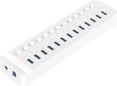 ORICO USB 3.0 hub met 13 poorten - BC 1.2 - aan/uit schakelaars - 60W - wit