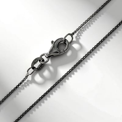 Cavill - 925 Sterling Zilveren Halsketting Heren - Venetiaanse Ketting 60cm - Antraciet Rutheniumlaag - Karabijnsluiting - Lichtgewicht Elegant