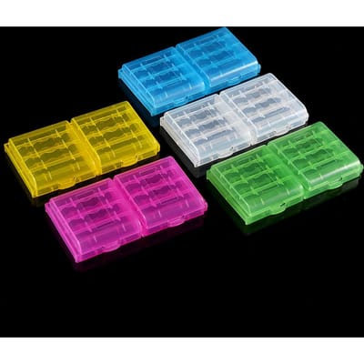 5 Kleuren Multifunctionele Transparante Harde Plastic Opbergdoos Houder Voor AA AAA Batterij blue