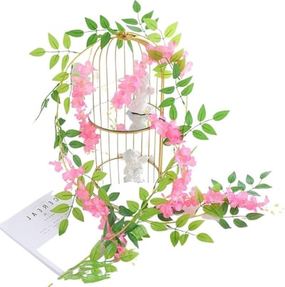 Kunstbloemen Slinger - Zijden Bloemen - Decoratie Buiten - Weerbestendig UV-bestendig - 2 meter - Donkerroze