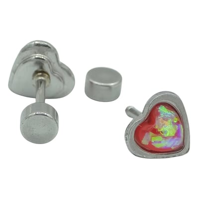 Stainless steel kinderoorbellen - Rood hartje - Hypoallergeen & Waterproof - 5 mm