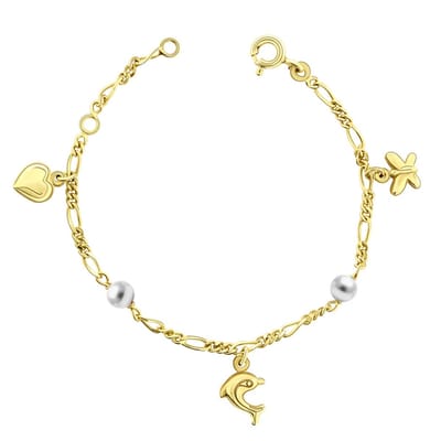 Juwelier Zwartevalk - 9 karaat kinderarmband met parel - 13.139/10,5-12,5cm