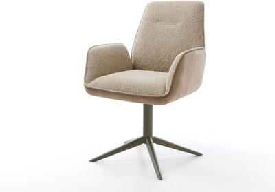 Eetkamerstoel Zoa-Flex kruispoot afwerking met titanium materiaalmix mud 360° draaibaar rocker-functie pocketveer kern