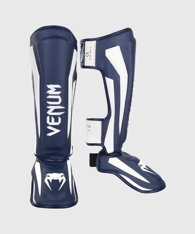 Venum Elite Kickboks Scheenbeschermers Navy Blauw Wit - L