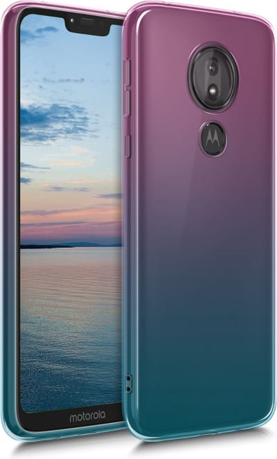 kwmobile Hoesje geschikt voor Motorola Moto G7 Power - Mobielhoesje - Mobiele telefoonhoesje Twee kleuren Roze Blauw Transparant