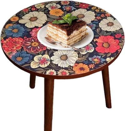 Ronde bijzettafel - Houten tafel - Buiten of binnen - Natuurlijke uitstraling - 40x47 cm - Multicolour