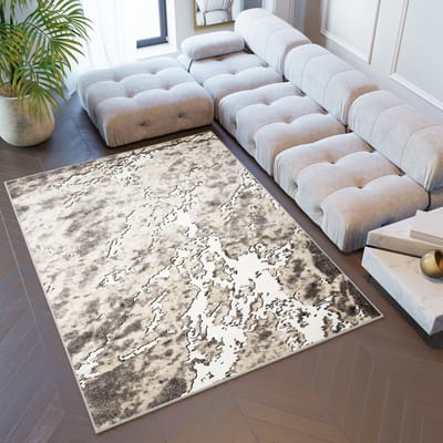 Tapiso Breeze Vloerkleed Beige Bruin Abstract Modern Tapijten Maat- 140x190