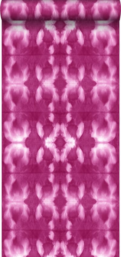 ESTAhome behang tie-dye shibori motief intens fuchsia roze - 53 cm x 10.05 m - 148684