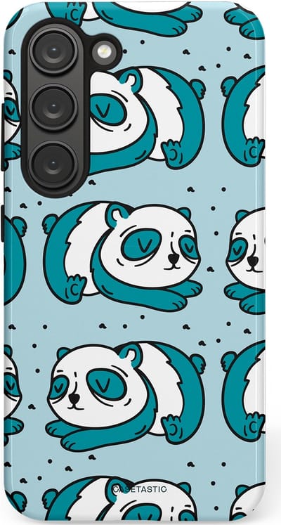 Casetastic hoesje geschikt voor Samsung Galaxy S23 - Dubbellaagse bescherming - Panda dromen - Fashion Case - Lichtgrijs Petrol Wit