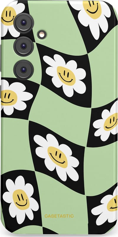 Casetastic hoesje geschikt voor Samsung Galaxy A35 - Dubbellaagse bescherming - Golvende madeliefjes - Fashion Case - Mintgroen Zwart Wit Beige