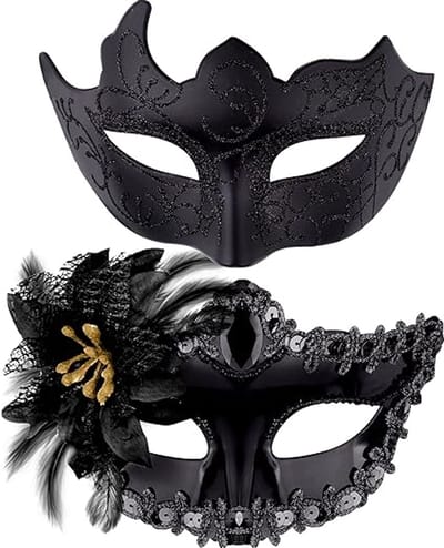Ynkkvre - Maskers - Carnaval Masker - Feest Masker - Verkleedmasker - Oogmasker - Stel Set - Venetiaans Design - Verstelbaar - Met Strass
