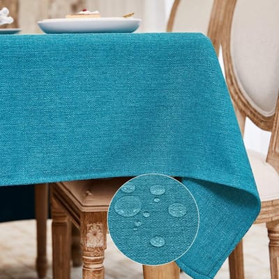 Dailygoody - Rechthoekig tafelkleed - Waterdicht tafelkleed - Linnenlook - Blauw - Wasbaar tafelkleed - Geschikt voor bruiloften - 300 x 145 cm