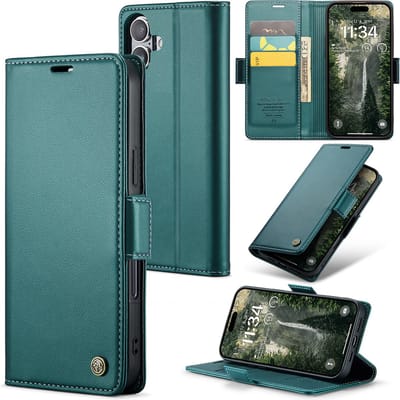 CaseMe Wallet Case met RFID Bescherming en Magneetsluiting voor iPhone 16 _ Groen