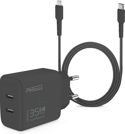 35w dubbele usb C adapter geschikt voor iPhone + Oplaadkabel geschikt voor iPhone 14/13/12/11/X - Lightning naar usb C kabel 2m