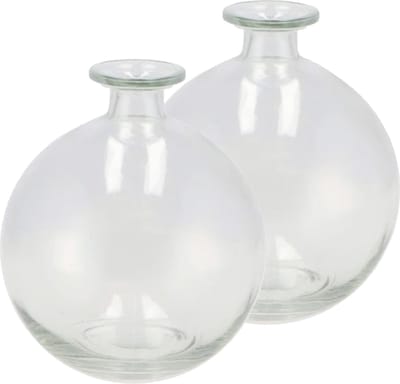 DK Design Bloemenvaas rond model - 2x - helder gekleurd glas - transparant - D13 x H15 cm