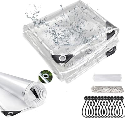 Waterdicht Dekzeil - Beschermzeil Transparant - Spullen Beschermen - Versterkte Randen - 3x5 Meter - Transparant