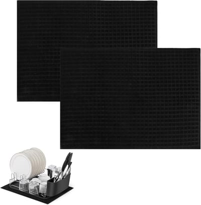Microvezel Droogmat - Afdruipmat Keuken - Keukengerei Drogen - Snelle Vocht Absorptie - 2 stuks 50x38cm - Zwart