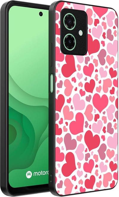 Smartphonica Telefoonhoesje Geschikt voor Motorola Moto G54 met Hartjes Print - Hearts Design TPU Backcover Case - Kinder Hoesje met Hartjes Design geschikt voor Motorola Moto G54