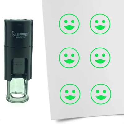 CombiCraft Stempel Smiley Vrouwelijk 10mm rond - Groene inkt