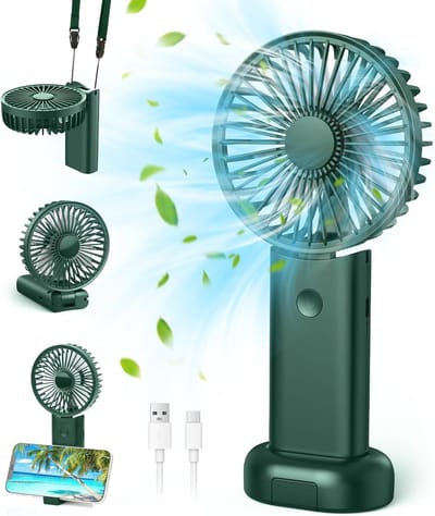 Mini draagbare ventilator, handventilator, kleine reisventilator, oplaadbare handventilator met 3 snelheden, persoonlijke ventilator voor buitengebruik, op reis, op kantoor en tijdens het kamperen.