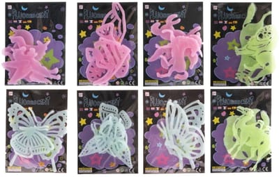 Glow in dark dieren 8,5 x 6,5 cm , verschillende assorti's - 1 set (willekeurig)