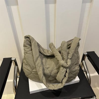 Sac à bandoulière plissé diamant grande capacité pour femme, sac à bandoulière simple pour l'automne et l'hiver gray