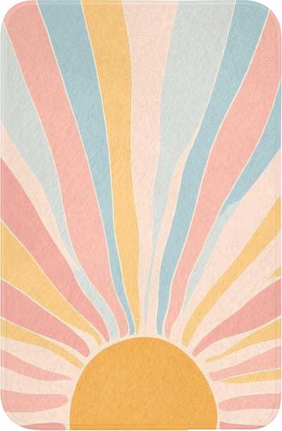 WC mat 40x60 cm - Antislip - Illustratie - Zon - Pastelkleuren - Toiletmat - Vloermat - Douchemat - Toilet tapijt - Toiletmatten