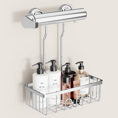 Dailygoods- Douchemand zonder boren - Doucherek hangend - Shampoo houder - Badkamer rek - Roestvrij staal - 30 x 13 x 37,5 cm