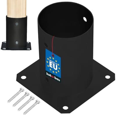 KOTARBAU® Paalvoet , Paalhouder, voor Schroefbevestiging, Gepoedercoat Staal, ⌀ 100 mm, Zwart, Paalsteun, voor Houten Balken en Pavillons, Duurzaam en Weerbestendig
