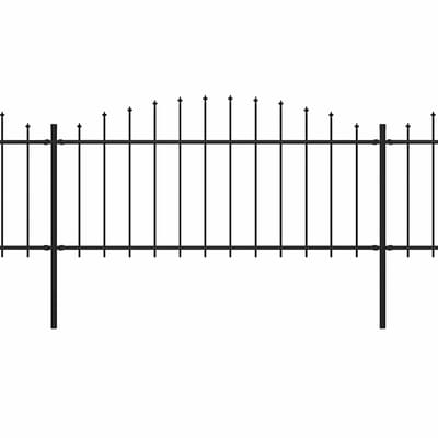 vidaXL - Tuinhek - met - speerpunt - staal - 1339x75 - cm - zwart