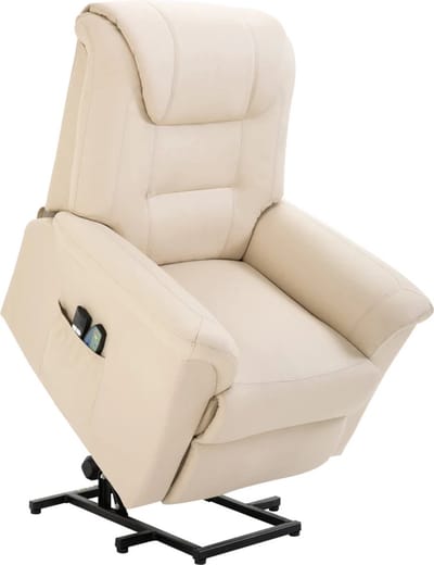 Massagestoel - Relaxfauteuil - Zetel - Sta op stoel elektrisch - Stof - 1 persoons - Met armleuning - Zeer comfortabel - Elektrisch - Creme