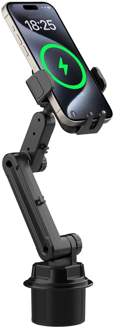WiWU Telefoonhouder Auto Bekerhouder - 360° Draaibaar - Verstelbare Lange Arm - Universeel voor 4-7 inch Smartphones - Zwart