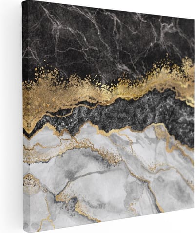 Artaza Canvas Schilderij Marmer Goud - 30x30 cm - Klein - Wanddecoratie Abstract - Muurdecoratie Woonkamer - Kamer Accessoires