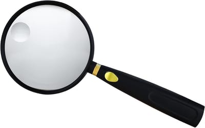 Handloep - 13x vergrootglas - 110 mm diameter - Anti-reflectie - Sterk en onbreekbaar - Antislip handvat - Geschikt voor ouderen die kranten lezen en hobbyloep voor kinderen - Zwart
