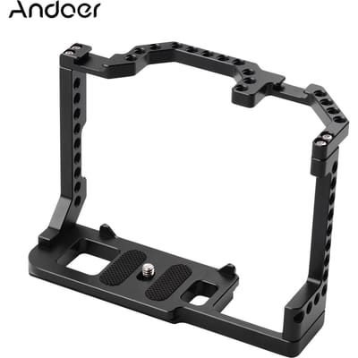 Andoer – cage de caméra en alliage d'aluminium, avec double support de chaussure froide, vis de 1/4 pouces, Compatible avec Canon noir